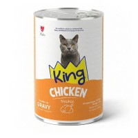 King Sos İçerisinde Et Parçacıklı Tavuk Etli Yetişkin Kedi Konservesi 400 gr