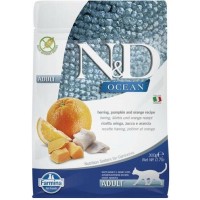 N&D Ocean غذای بدون غلات گربه بالغ با شاه‌ماهی و کدو تنبل و پرتقال 300 گرم