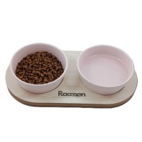 Raccoon Zeus İkili Seramik Mama Kabı 13 Cm PEMBE