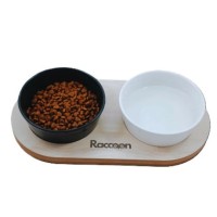 Raccoon Zeus İkili Seramik Mama Kabı 13 Cm SİYAH BEYAZ