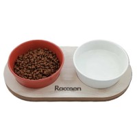 Raccoon Zeus İkili Seramik Mama Kabı 16 Cm BEYAZ KIRMIZI