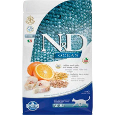 N&D Ocean - Düşük Tahıllı - Morina Balıklı ve Portakallı Yetişkin Kedi Maması 1,5KG