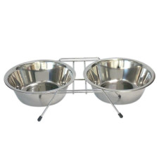 EuroDog Ayaklı İkili Krom Kaplı Mama Kabı 11 CM