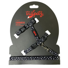 Tailpetz Kedi Göğüs Tasması + Kayış Kurukafa Desenli