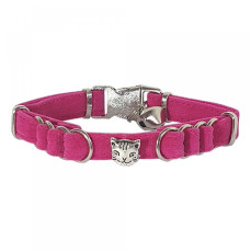 Ewox Kadife Zilli Halkalı Kedi Boyun Tasması Fuşya