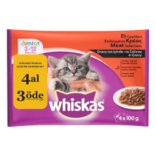 Whiskas Pouch Yavru Et Çeşitleri 4 lü Paket Kedi Konserve 4 x 100 gr