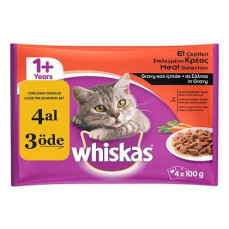 Whiskas Pouch Et Çeşitleri 4 lü Paket Kedi Konserve 4 x 100 gr