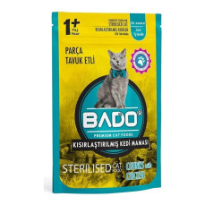 Bado Kısırlaştırılmış Kediler İçin Tavuklu Yaş Mama 85gr