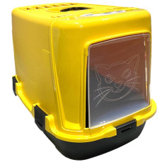 Plast Art Kapalı Kedi Kedi Tuvaleti Sarı-Siyah 38*60*45,5 Cm