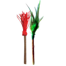 Ewox Tüylü Çubuk/Süpürge Doğal Çiğneme Çubuğu Tüylü İpli Kedi Oyuncağı (2'li)