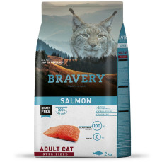 Bravery STERILISED Hypo-Allergenic Somonlu Monoprotein Tahılsız Kısır Kedi Maması 2KG