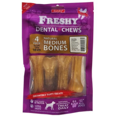 Freshy Orta Boy Natürel Dental Kemik 10 cm 4'lü Paket Toplam 145 Gram