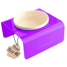 Petbucks Home Kedi ve Köpek Dekoratif Seramik Tekli Mama Kabı & Su Kabı 300 ml (Mor)