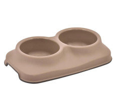 Plast Art Kedi ve Köpek İkili Plastik Mama ve Su Kabı Kahverengi (2x0.25ml)