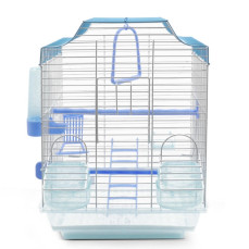 KIKI Excellent Çift Kapılı Çift Yemlikli Beşgen Kafes 43x30x22cm (Karışık Renklerde)
