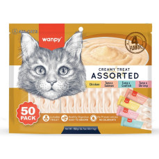Wanpy Karışık Sıvı Kedi Ödülü, Kedi Kreması 14 gr (50'li)