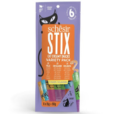Schesir Cat Stix Tavuk, Somon ve Ördekli Karışık Krema Sıvı Kedi Ödülü 6x15gr