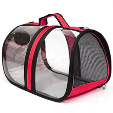 Luckypaw Flybag Kedi Köpek Şeffaf Taşıma Çantası 44x28x28cm (Kırmızı)