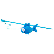 Rogz Cat Teaser Toy Blue Fish Magic Stick - Mavi Balık Peluş Kedi Oltası 80 cm (Mavi)