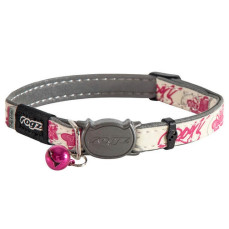 Rogz GlowCat Kelebek Desenli Reflektörlü ve Emniyet Kilitli Kedi Boyun Tasması (Pembe)