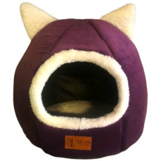 Mor Lama Kulaklı Kapalı Kedi ve Köpek Yatağı (Mor)