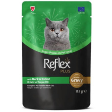 Reflex Plus Ördek ve Tavşanlı Sos İçinde Parça Etli Yetişkin Kedi Konservesi 85gr