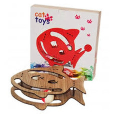 Pet Style İki Toplu Büyük Balık Şeklinde Ahşap Kedi Oyuncağı 23cm