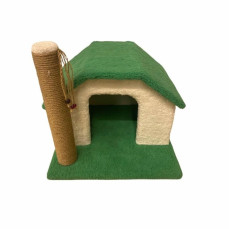 SB Pet Tek Katlı Tırmalamalı Kedi Evi Petrol Yeşili