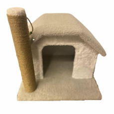 SB Pet Tek Katlı Tırmalamalı Kedi Evi Krem