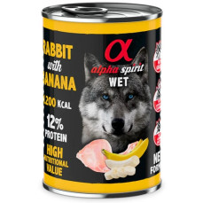 Alpha Spirit Tavuklu (63), Tavşanlı (30) ve Muzlu Tahılsız Yetişkin Köpek Konservesi 400 gr