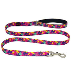 Luckypaw Desenli Kedi-Köpek Gezdirme Kayışı 2-140 cm (Rose)