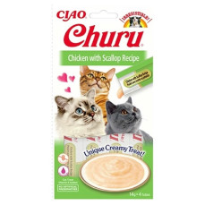 Ciao Churu Cream Tavuklu ve Deniz Taraklı Kedi Ödül Kreması 4x14 gr