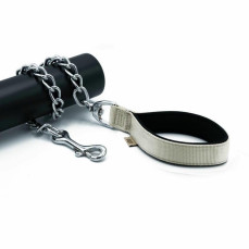 Doggie Konforlu Dokumadan El Yapımı Zincirli Köpek Gezdirme Kayışı 4,5x80cm - Haki