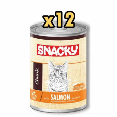Snacky Chunk Sterilised Somonlu Kısırlaştırılmış Kedi Konservesi 400 gr 12'li Paket