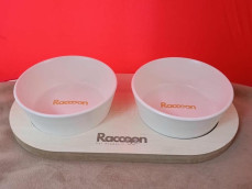 Raccoon Zeus İkili Seramik Mama Kabı 13 Cm Beyaz