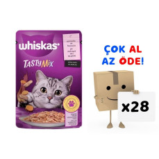 Whiskas Pouch Tasty Mix Sos İçinde Somonlu ve Havuçlu Yetişkin Kedi Konservesi 85gr 28'li Paket