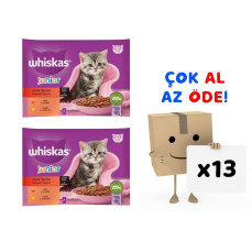 Whiskas Pouch Sos İçinde Sığırlı ve Tavuklu Yavru Kedi Konservesi 4x85gr13'lü Paket