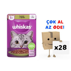 Whiskas Pouch Jöle İçinde Kuzulu Yetişkin Kedi Konservesi 85gr 28'li Paket