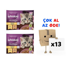 Whiskas Pouch Güveç Eti Çeşitli Yavru Kedi Konservesi 4x85gr 13'lü Paket