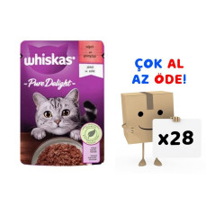 Whiskas Pouch Pure Delight Jöle İçinde Sığır Etli Yetişkin Kedi Konservesi 85gr 28'li Paket