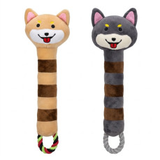 MerkoPets Sesli Çekme Halatlı Uzun Peluş Köpek Oyuncağı 10x34cm (72gr)