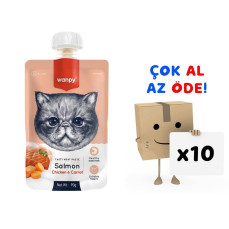 Wanpy Taze Somonlu&Tavuklu Kedi Et Ezmesi 90 gr 10'lu Paket