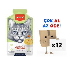 Wanpy Kediler İçin Balkabağı & Havuçlu Tavuk Eti Çorbası 50 gr 12'li Paket