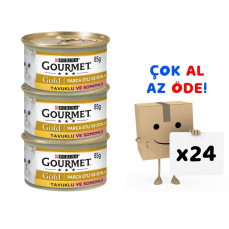 Gourmet Gold Parça Etli Soslu Somonlu Tavuklu Kedi Konservesi 85 Gr 24'lü Paket