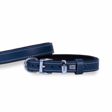 Doggie Konforlu Gerçek Deriden El Yapımı Köpek Boyun Tasması 2x30-35cm - Royal Mavi