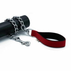 Doggie Konforlu Dokumadan El Yapımı Zincirli Köpek Gezdirme Kayışı 4,5x80cm - Kırmızı