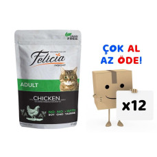 Felicia Tahılsız Yetişkin Tavuklu Yaş Kedi Maması 85 gr 12'li Paket
