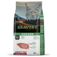 Bravery Tahılsız Kısırlaştırılmış Tavuklu Kedi Maması 7 kg