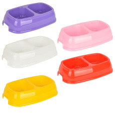 Flip Kedi ve Köpekler İçin Plastik İkili Mama ve Su Kabı 25 cm