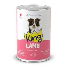 King Sos İçerisinde Et Parçacıklı Kuzu Etli Yavru Köpek Konservesi 400 gr